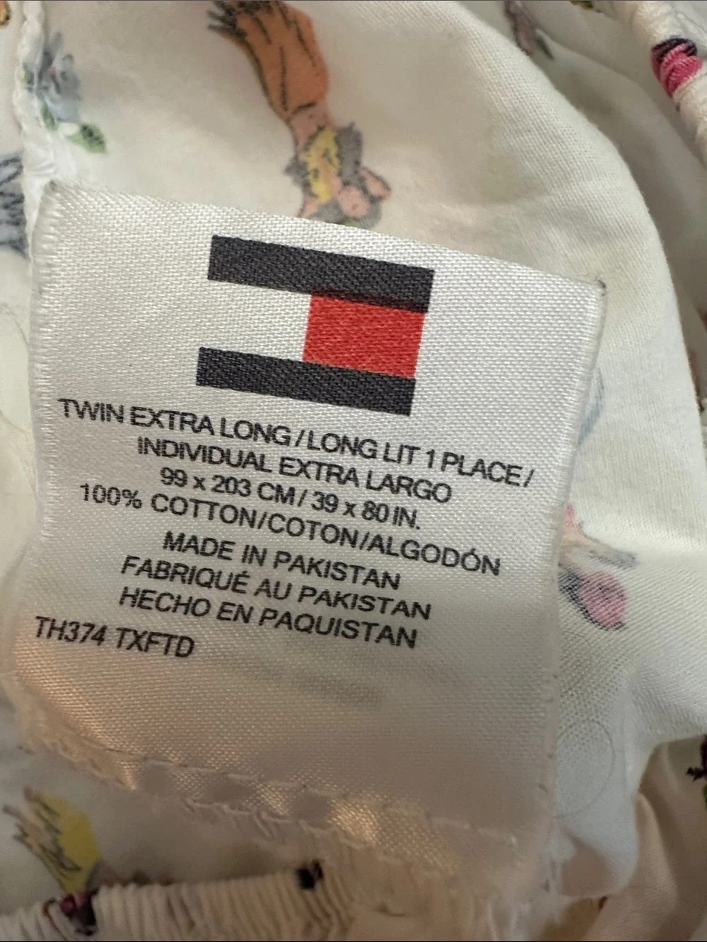 Tommy Hilfiger Twin XL White Cotton Hula Girl Fitted Sheet only